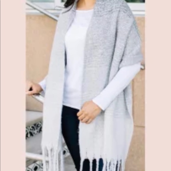 Mer|Sea “Cozy” Wrap Style Scarf-Ombré Gray Scale-82x19-Polyester - Picture 15 of 15